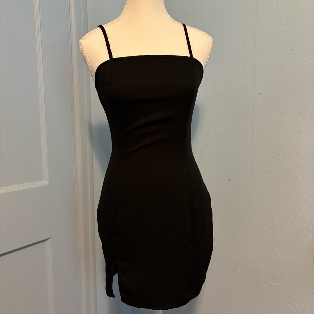 SHEIN Black Mini Dress with Spaghetti Straps